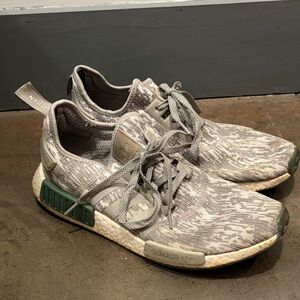 adidas Men’s Beige Knit Sneakers with Green Accents